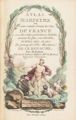 Atlas maritime. Paris, 1762. Maroquin rouge. Ravissant atlas gravé et colorié à l'époque.