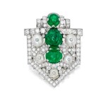Cartier | Emerald, Pearl and Diamond Clip