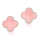 'Vintage Alhambra' Pair of Pink Opal Ear Clips | 梵克雅寶 | 'Vintage Alhambra' 粉紅色歐泊 耳環一對