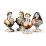 A set of French faience busts emblematic of the Four Seasons, 19th Century, probably Rouen
