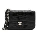2.55 Handbag  Black Colour in Shiny Alligator Leather with silver tone hardware. Chanel. 2017