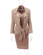 Shimmering sequin knit dress and jacket