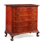Rare Chippendale Carved Blocked-End Reverse-Serpentine Cherrywood Chest of Drawers, probably Housatonic Valley, Litchfield County, Connecticut, circa 1785