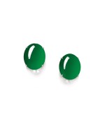 Pair of Imperial Green Jadeite Earrings | 天然「帝王綠」翡翠耳環一對