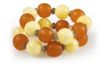 Pair of amber and diamond bracelets, Michele della Valle