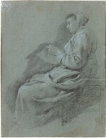 Study of a Seated Woman, seen in profile, holding a sheet of paper