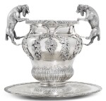 AN ARMENIAN SILVER WINE COOLER ON STAND, BARUYR, EARLY-20TH CENTURY