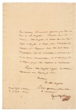 BEAUHARNAIS | letter signed, to Queen Caroline Murat, about the Neapolitan troops requested by Napoleon, 1813