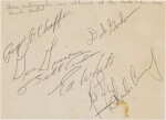 [Apollo 1] — Card with autographs of full Apollo 1 crew, plus Armstrong, Anders, Gordon, and Conrad