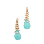 Pair of Turquoise and Diamond Earclips