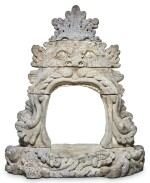 A CARVED STONE FIREPLACE LATE 19TH/EARLY 20TH CENTURY