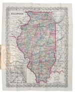 Colton, J. H. Map of Illinois, with an inset of the Vicinity of Chicago