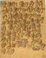 ROMAN SCHOOL, 16TH CENTURY | STUDIES OF HEADS OF LADIES, WARRIORS AND GARGOYLES