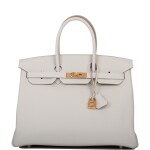 HERMÈS | GRIS PERLE BIRKIN 35CM OF CLEMENCE LEATHER WITH GOLD HARDWARE
