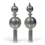A Pair of Silver Torah Finials, Probably French, Mid 19th Century and Later