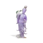 A lavender jadeite figure of a lady, 19th/20th century  |  十九/二十世紀 翠玉仕女立像