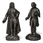 TWO WEDGWOOD BLACK BASALT FIGURES OF JEAN-JACQUES ROUSSEAU AND VOLTAIRE CIRCA 1785 