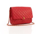 Red quilted leather and gold-tone metal chain shoulder bag