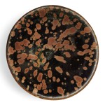 A superb and rare russet-splashed black-glazed 'partridge feather' bowl, Song dynasty | 宋 鷓鴣斑斗笠盞