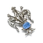 A sapphire and diamond brooch, late 19th century