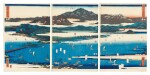 UTAGAWA HIROSHIGE I (1797–1858), EIGHT VIEWS OF ÔMI: MIIDERA, ISHIYAMA, SETA | EDO PERIOD, 19TH CENTURY