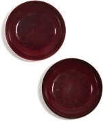 A PAIR OF COPPER-RED GLAZED DISHES QIANLONG SEAL MARKS AND PERIOD | 清乾隆 霽紅釉盤一對 《大清乾隆年製》款