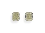 A Pair of 1.36 and 1.31 Carat Cut-Cornered Rectangular Modified Brilliant-Cut Diamonds, Y-Z Color, VS2 and VS1 Clarity