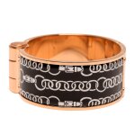 HERMÈS |  "BALADES EQUESTRES" WIDE PRINTED ENAMEL HINGED BRACELET WITH ROSE GOLD PLATED HARDWARE SIZE PM (65)