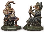 PAIR OF CAST-IRON POLYCHROME PAINT-DECORATED PUNCH AND JUDY DOORSTOPS, ENGLAND, LATE 19TH CENTURY