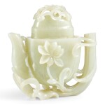 A RARE WHITE JADE 'LOTUS AND EGRET' TEAPOT AND COVER QING DYNASTY, 18TH – EARLY 19TH CENTURY | 清十八至十九世紀初 白玉雕一路清廉蓋壺