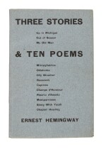 HEMINGWAY, ERNEST | Three Stories and Ten Poems. Paris: Contact Publishing, 1923