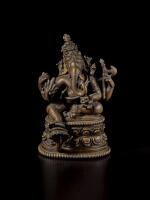 A copper alloy figure of Ganesha, Eastern India, Pala period, circa 12th century | 東印度帕拉 約十二世紀 銅合金象頭神坐像