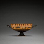 An Attic Black-figured Siana Cup, attributed to the Taras Painter, the tondo perhaps by the Malibu painter, circa 560-550 B.C.