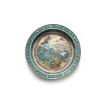 A cloisonné enamel 'birds' basin, Late Ming dynasty |  明末 掐絲琺瑯百鳥朝鳳紋折沿盤