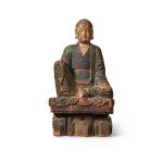 A polychrome-painted wood figure of a luohan, Japan, 17th / 18th century | 日本 十七 / 十八世紀 木雕加彩羅漢坐像