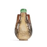 A smoky agate chilong-handled snuff bottle, Qing dynasty, 19th century | 清十九世紀 瑪瑙雕螭龍紋鼻煙壺