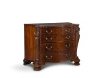 A GEORGE II STYLE MAHOGANY SERPENTINE COMMODE, PROBABLY LATE 19TH CENTURY