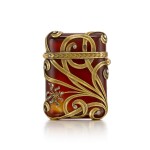 A jewelled gold-mounted agate vesta case, Moscow, circa 1890