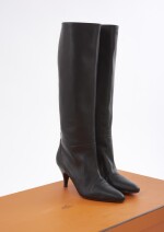 Black leather stiletto heel boots, Hermès