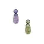 Pair of Colored Stone Pendant-Earclips