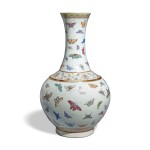 A famille-rose 'butterfly' bottle vase, Mark and period of Guangxu | 清光緒 粉彩百蝶圖賞瓶 《大清光緒年製》款