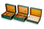 A set of three leather and wooden presentation boxes, Circa 1995 | 勞力士 | 一套三件皮製及木製盒子，約1995年製