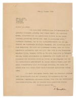 EINSTEIN | typed letter signed, to Leo Kohn, secretary of the Jewish Agency in Jerusalem, 8 January 1936
