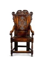 A Charles II carved oak panel-back armchair, Yorkshire, circa 1680